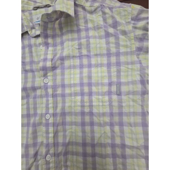 !Columbia Steeple Ridge Long Sleeve Purple Lime Green Tartan Plaid Shirt Mens XL - Picture 4 of 6